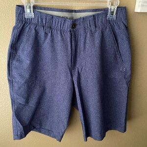 Under Armour Men’s Golf Shorts Sz 30 Blue Chambray Chino Loose HeatGear Stretch